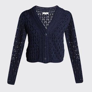 VINCE NAVY COTTON CROCHET SWEATER & TANK SET XXS/XS